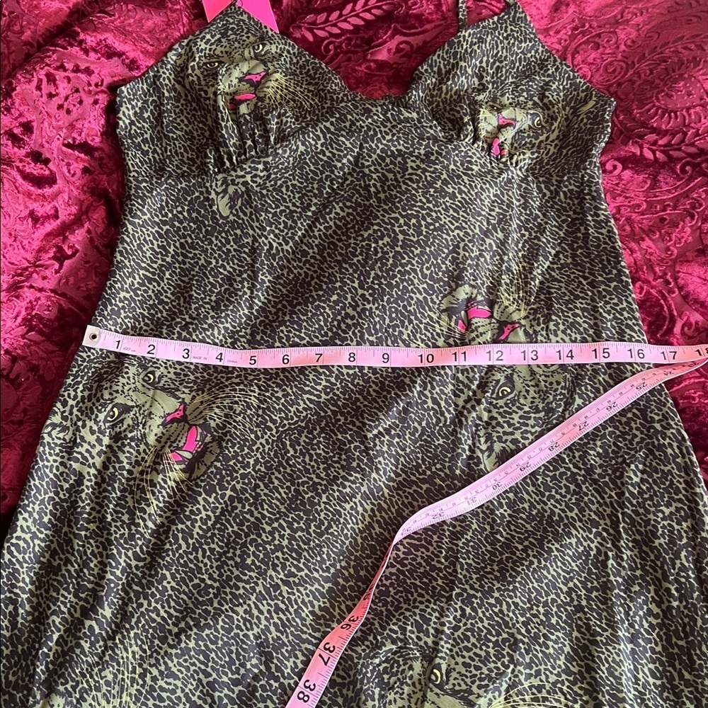 Betsey Johnson Addison Midi Green Leopard Midi Dress L - Picture 9 of 10